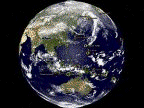 Satellite image of Earth showing it's daily spin including cloud movements, & satellite movements, while the unseen (except via Satellite, Space station, or an UFO) tilt around the sun changes the seasons (more & less light) over a year.
 The tilt system is the summer tilt (summer tilt solstice 22/12/05) the another main tilt is the winter tilt, (winter tilt solstice 21/6/05). The spring tilt and the autumn tilt are midway tilts. 
These are Southern Hemisphere dates and seasons.
